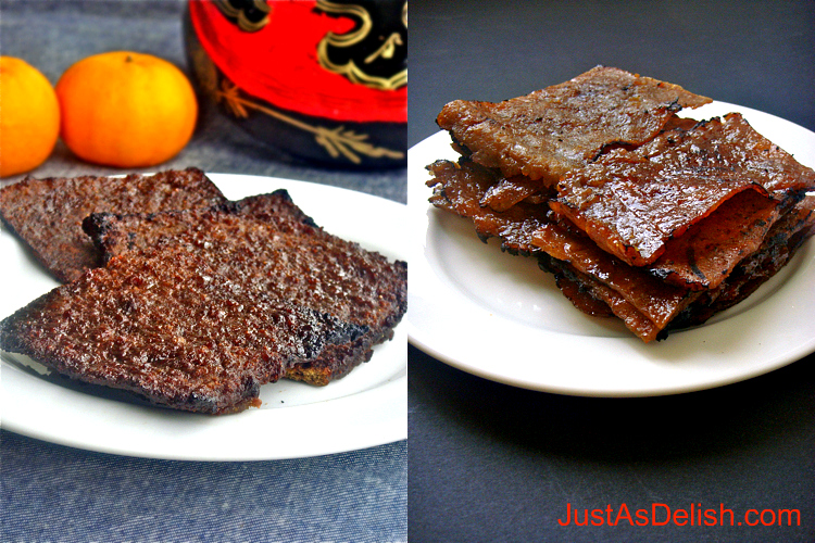 Slices of bak kwa dried meat jerky displayed at a Kuala Lumpur specialty shop