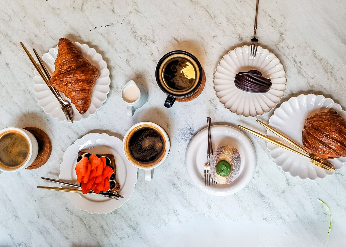 Coffee and pastries at a heritage shophouse cafe in George Town, Penang