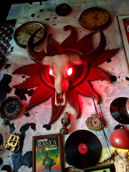 Eclectic vintage decor inside Junk Cafe on Chulia Street, Penang