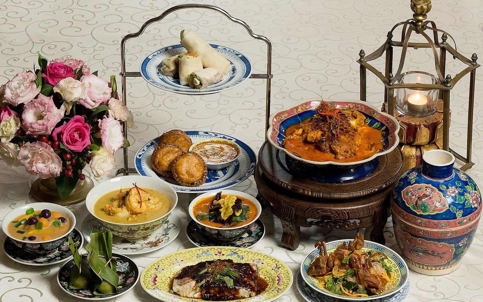 Nyonya fine dining dishes at Kebaya Dining Room, Seven Terraces Hotel, Penang