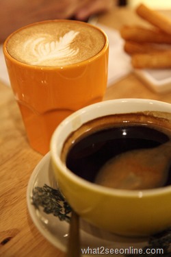 Specialty coffee and churros at The Alley cafe on Stewart Lane, Penang